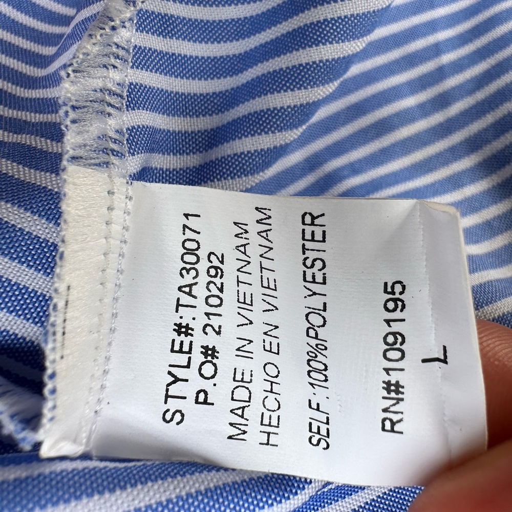 Women’s Blue Striped Ruffle Peplum Top - Picture 8 of 8